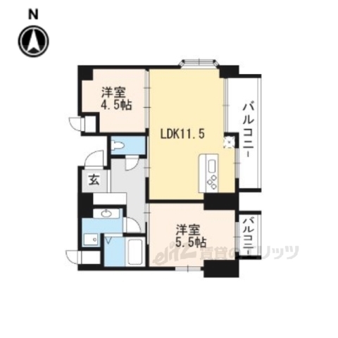 京都市中京区船屋町のマンションの間取り