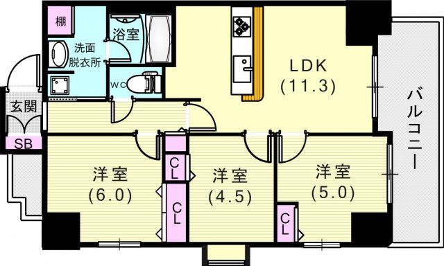 リベールKOBE兵庫ジュネックスの間取り