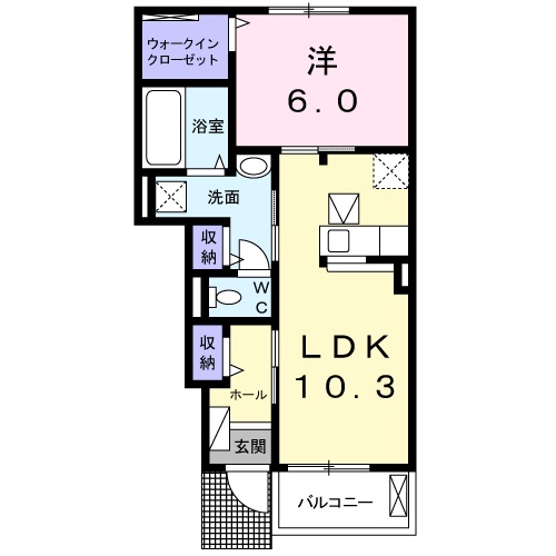 豊橋市新栄町のアパートの間取り