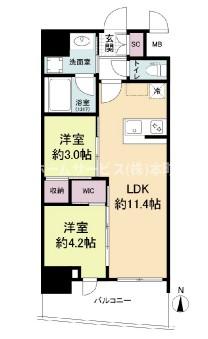 大阪市北区西天満のマンションの間取り