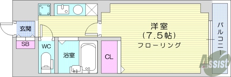 仙台市若林区若林のマンションの間取り