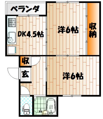 福岡県北九州市門司区上二十町（マンション）の賃貸物件の間取り