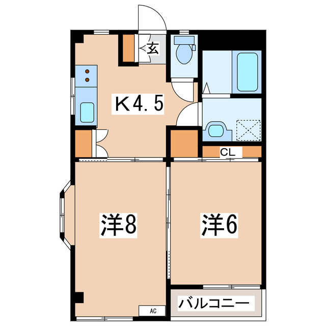 郡山市菜根のマンションの間取り