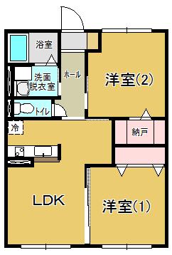 柴田郡柴田町大字船岡のアパートの間取り