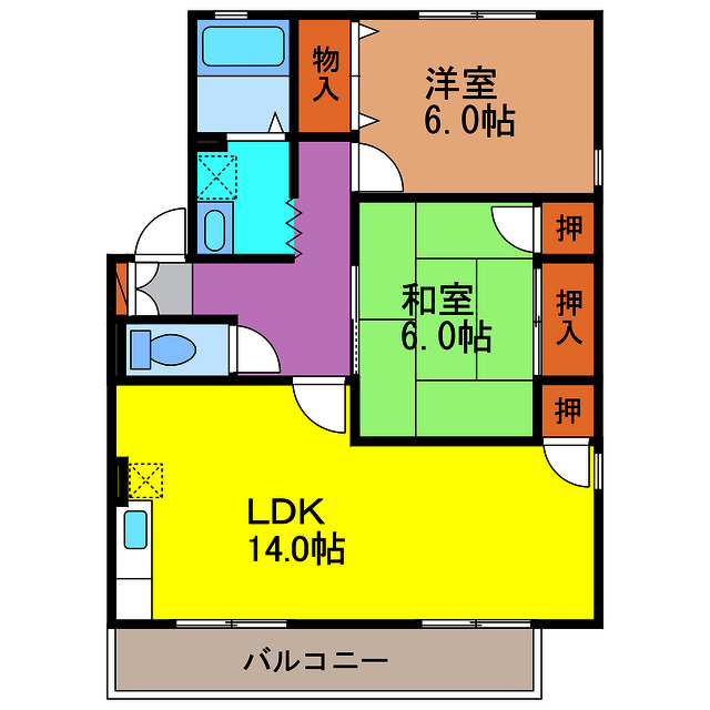 諫早市仲沖町のアパートの間取り