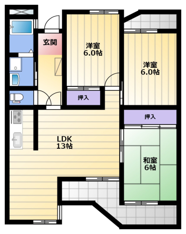 向島マンションAの間取り