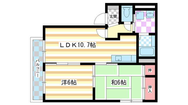 相楽郡精華町桜が丘のアパートの間取り