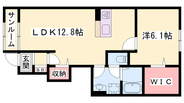 ヴィラドゥグレーヌ梅ケ谷　B棟の間取り