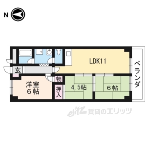 【京都市南区唐橋琵琶町のマンションの間取り】