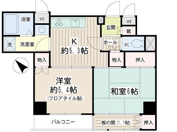 横浜市鶴見区市場大和町のマンションの間取り