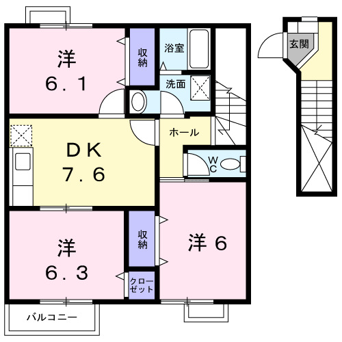 南アルプス市浅原のアパートの間取り