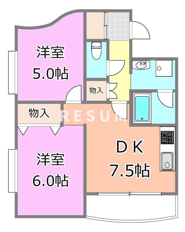 千葉市中央区汐見丘町のマンションの間取り