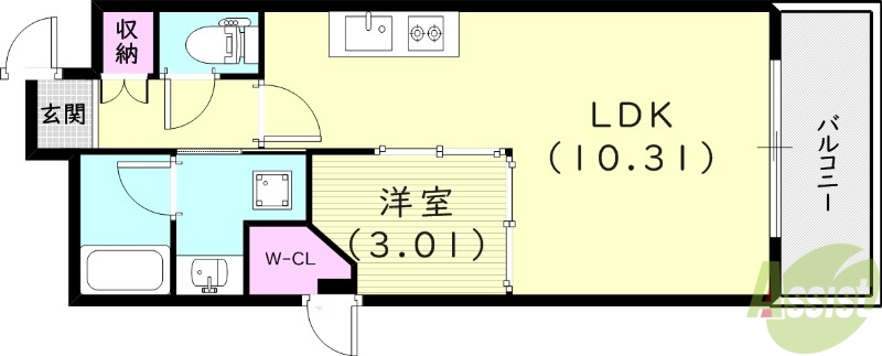 尼崎市開明町のマンションの間取り