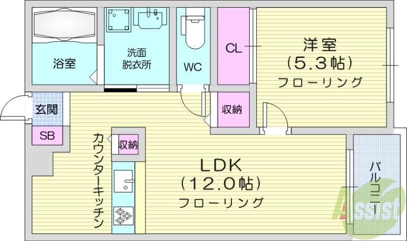 ラフェ・クレール八木山の間取り