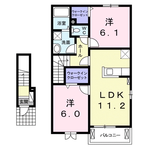 甲賀市甲南町寺庄のアパートの間取り