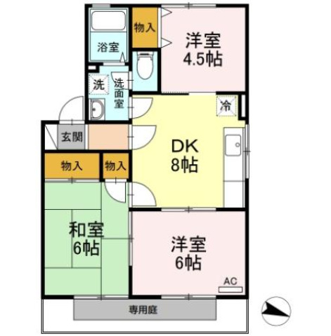 広島市安佐南区東原のアパートの間取り