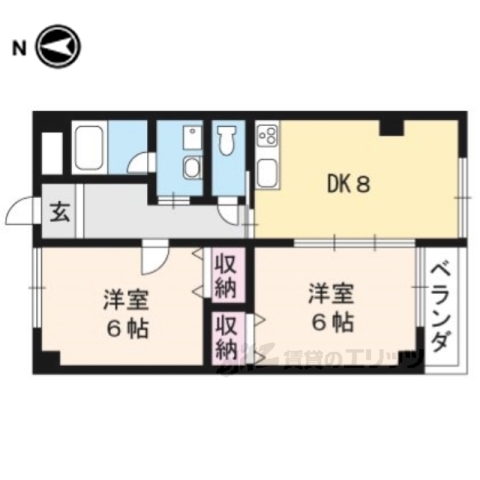 京都市伏見区深草池ノ内町のマンションの間取り