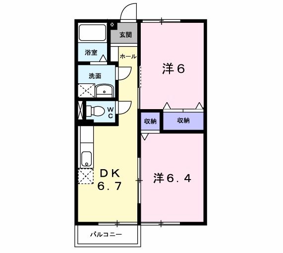 行橋市西泉のアパートの間取り