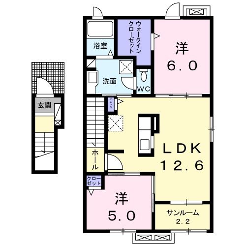 新潟市江南区早通のアパートの間取り