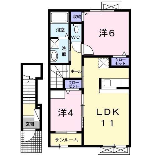 新潟市西区五十嵐中島のアパートの間取り