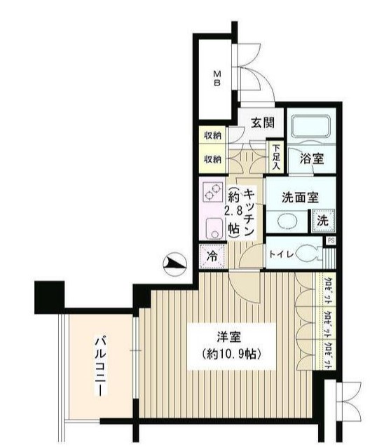 新宿区北新宿のマンションの間取り