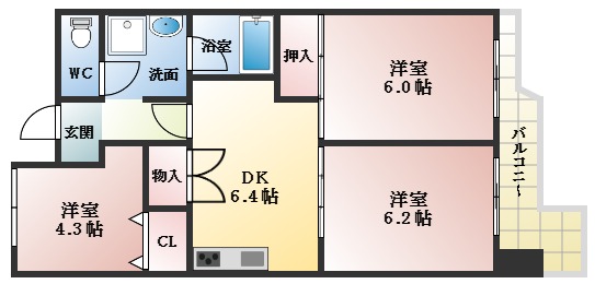 シャルマンフジ富田林の間取り