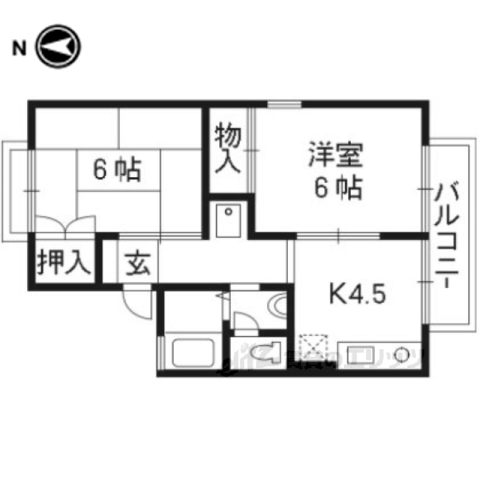 京都市山科区西野小柳町のアパートの間取り