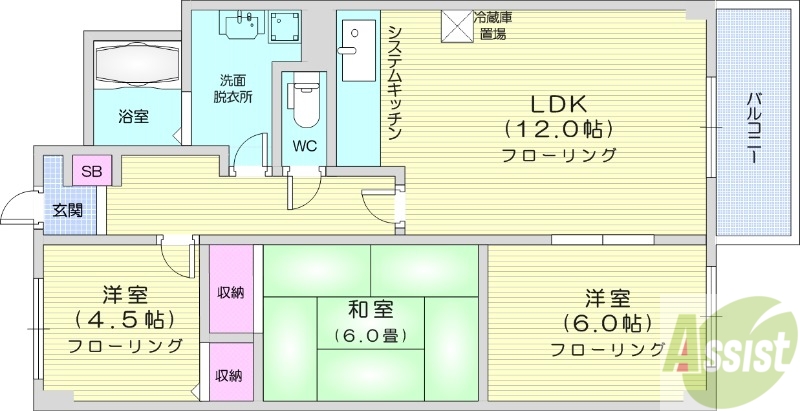 地下鉄東西線 発寒南駅 徒歩9分 4階建 築33年の間取り写真