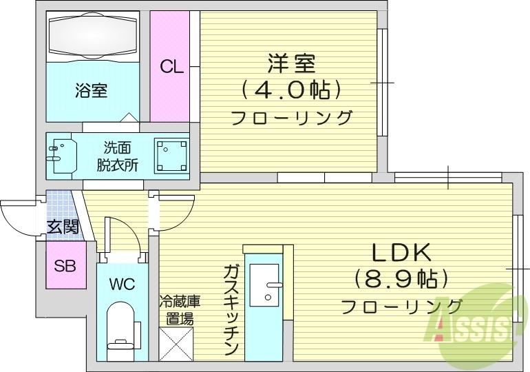 地下鉄東西線 琴似駅 徒歩3分 4階建 築1年の間取り写真