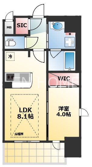 エステムコート谷町九丁目の間取り写真