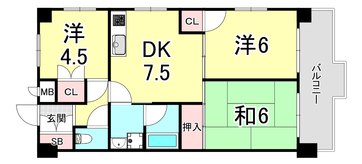 ハイツ甲村A棟の間取り写真