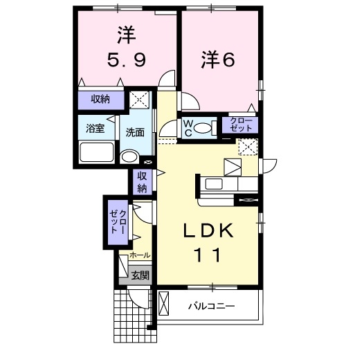 堺市南区檜尾のアパートの間取り