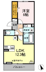甲府市武田のアパートの間取り