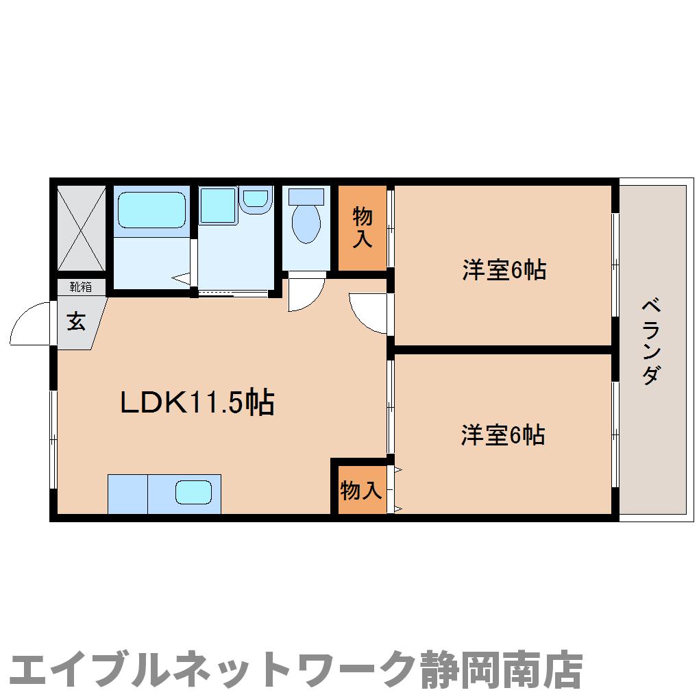 静岡市駿河区曲金のマンションの間取り