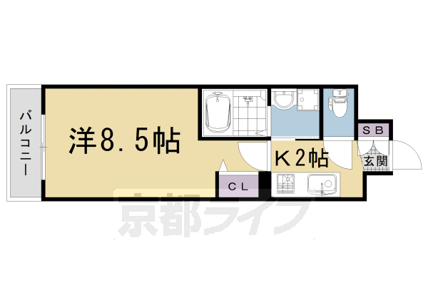 京都市右京区太秦下角田町のマンションの間取り