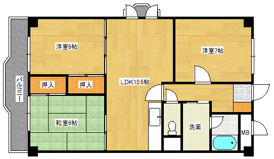 広島市南区皆実町のマンションの間取り