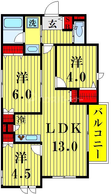 足立区関原のマンションの間取り