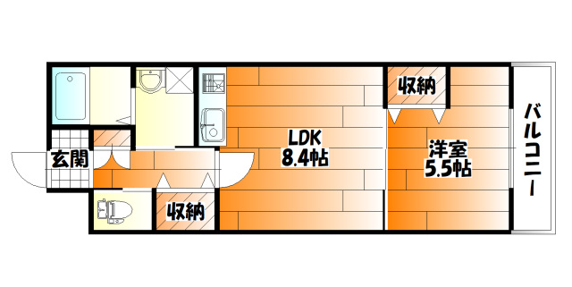 広島市安佐南区山本のアパートの間取り