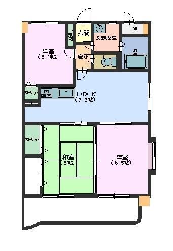 東広島市西条土与丸のマンションの間取り