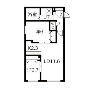 札幌市豊平区月寒西一条のマンションの間取り