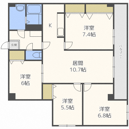 札幌市西区宮の沢三条のマンションの間取り