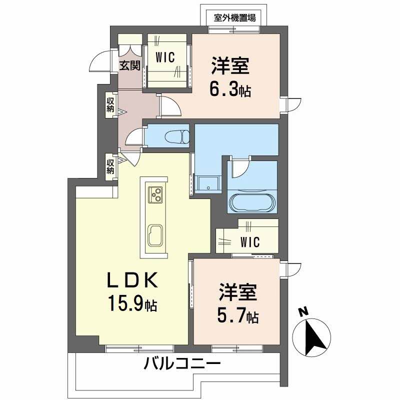 倉敷市福田町福田のマンションの間取り