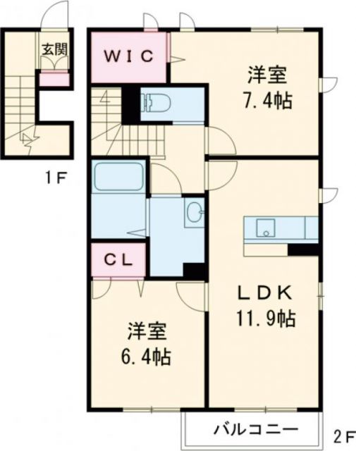 桑名市長島町出口のアパートの間取り