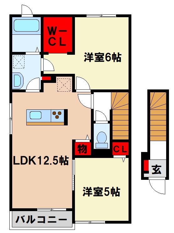 朝倉郡筑前町原地蔵のアパートの間取り