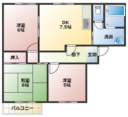 泉大津市虫取町のアパートの間取り