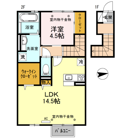 小矢部市綾子のアパートの間取り