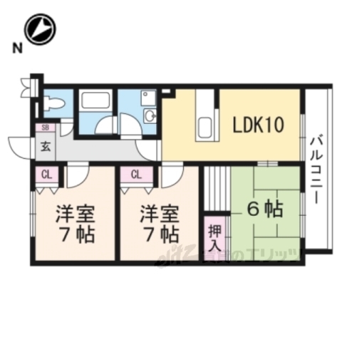 湖南市石部東のマンションの間取り