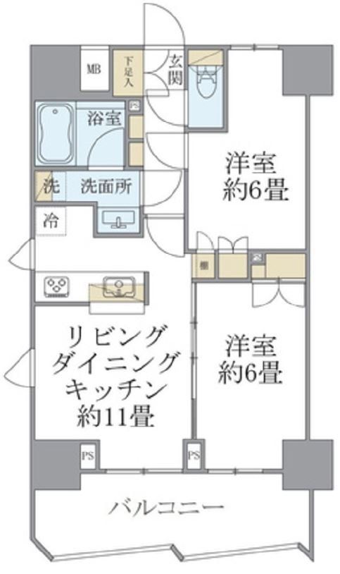 新宿区弁天町のマンションの間取り