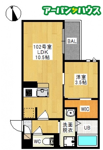 【岡山市中区浜のアパートの間取り】