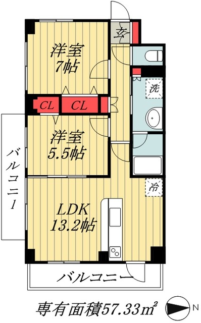 市川市高谷のマンションの間取り